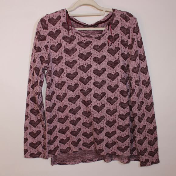 Joe Boxer Sweaters - Joe Boxer Women's Purple Cozy Cotton Blend Heart Sweater Size XL